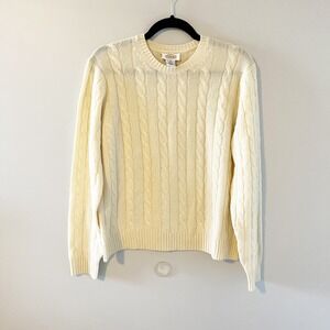 Butter yellow Cableknit cashmere crewneck sweater women's‎ medium